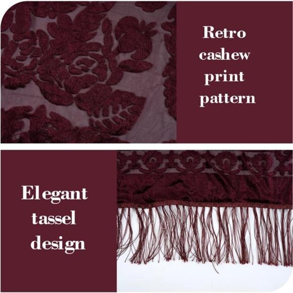 Women Velvet Scarfs Shawls and Wraps for Evening Dresses Wedding Shawl/BURGUNDY - Picture 4 of 5